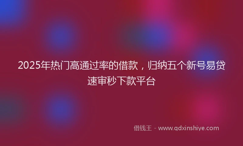 2025年热门高通过率的借款，归纳五个新号易贷速审秒下款平台