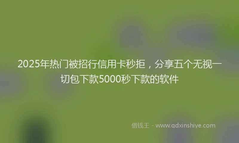 2025年热门被招行信用卡秒拒，分享五个无视一切包下款5000秒下款的软件
