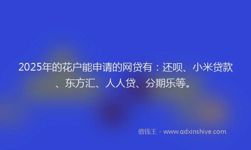 2025年的花户能申请的网贷有：还呗、小米贷款、东方汇、人人贷、分期乐等。