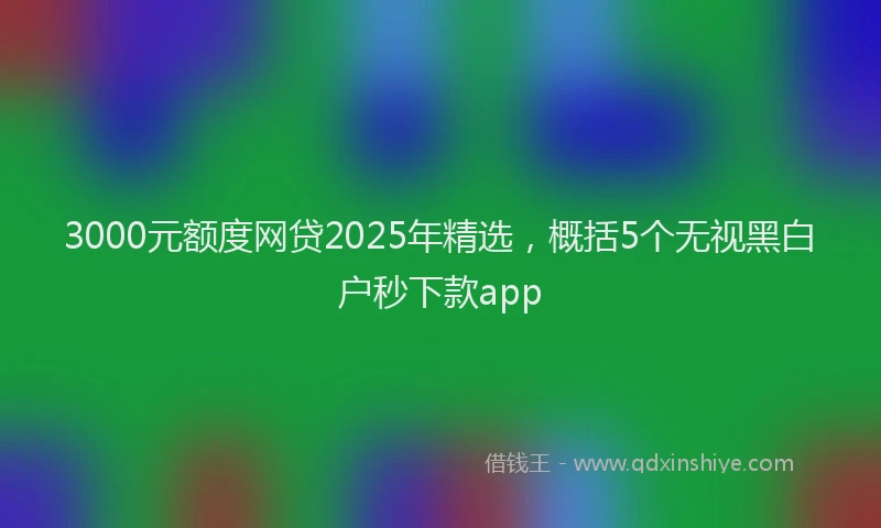 3000元额度网贷2025年精选，概括5个无视黑白户秒下款app
