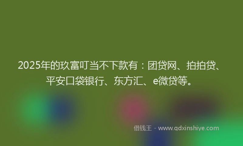 2025年的玖富叮当不下款有：团贷网、拍拍贷、平安口袋银行、东方汇、e微贷等。