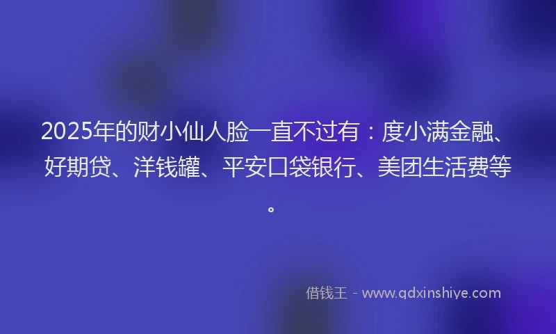 2025年的财小仙人脸一直不过有：度小满金融、好期贷、洋钱罐、平安口袋银行、美团生活费等。
