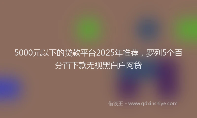5000元以下的贷款平台2025年推荐，罗列5个百分百下款无视黑白户网贷