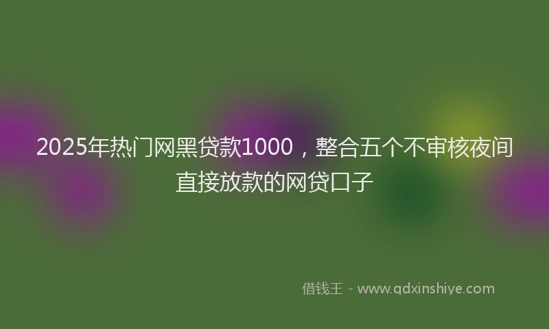 2025年热门网黑贷款1000，整合五个不审核夜间直接放款的网贷口子
