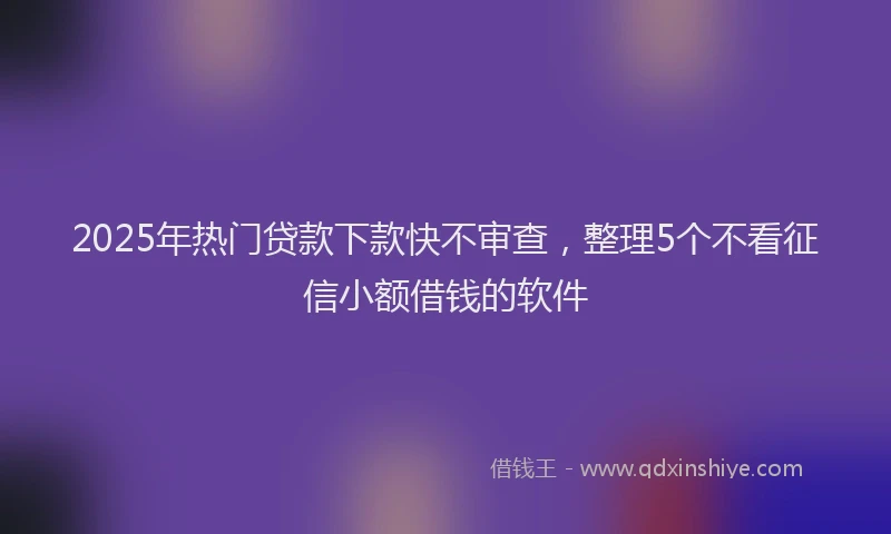 2025年热门贷款下款快不审查，整理5个不看征信小额借钱的软件