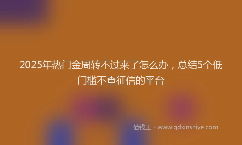 2025年热门金周转不过来了怎么办，总结5个低门槛不查征信的平台