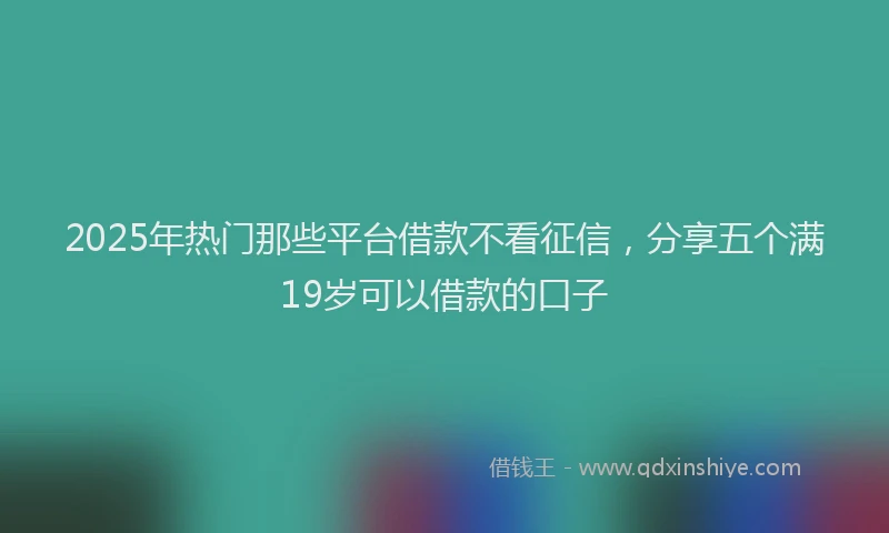 2025年热门那些平台借款不看征信，分享五个满19岁可以借款的口子