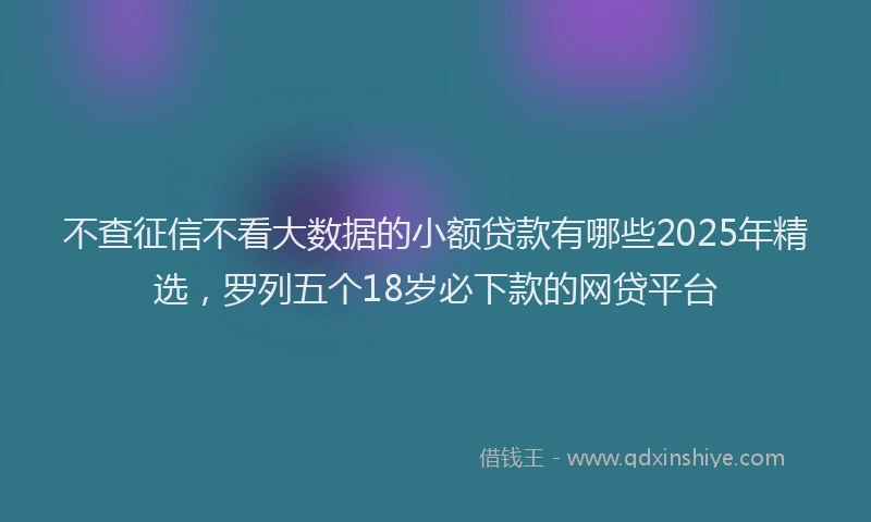 不查征信不看大数据的小额贷款有哪些2025年精选，罗列五个18岁必下款的网贷平台