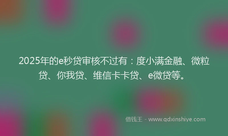 2025年的e秒贷审核不过有：度小满金融、微粒贷、你我贷、维信卡卡贷、e微贷等。