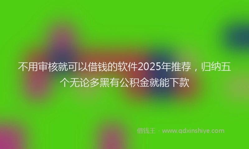 不用审核就可以借钱的软件2025年推荐，归纳五个无论多黑有公积金就能下款