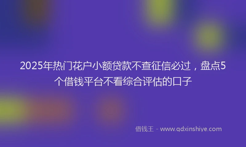 2025年热门花户小额贷款不查征信必过，盘点5个借钱平台不看综合评估的口子