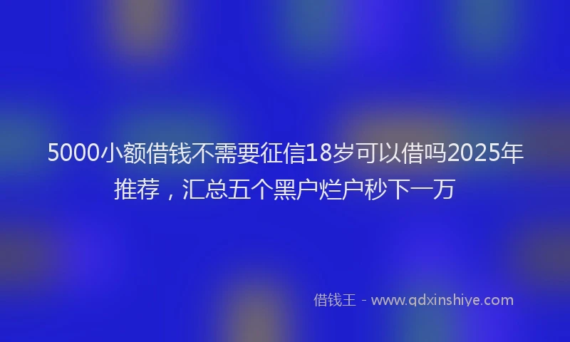 5000小额借钱不需要征信18岁可以借吗2025年推荐，汇总五个黑户烂户秒下一万