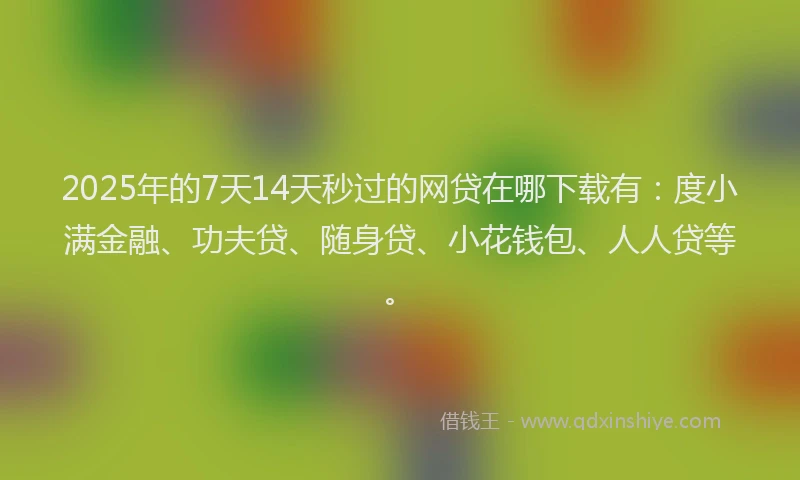 2025年的7天14天秒过的网贷在哪下载有：度小满金融、功夫贷、随身贷、小花钱包、人人贷等。