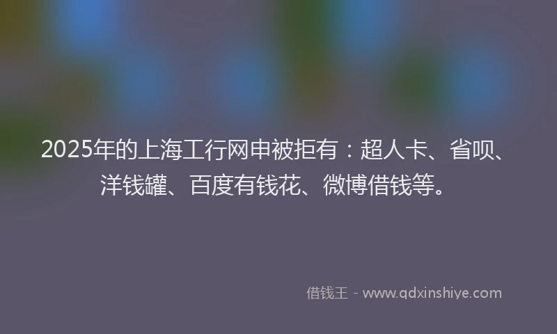 2025年的上海工行网申被拒有：超人卡、省呗、洋钱罐、百度有钱花、微博借钱等。