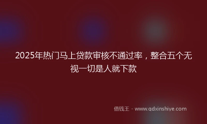 2025年热门马上贷款审核不通过率，整合五个无视一切是人就下款