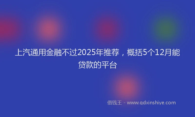 上汽通用金融不过2025年推荐，概括5个12月能贷款的平台