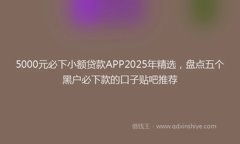 5000元必下小额贷款APP2025年精选，盘点五个黑户必下款的口子贴吧推荐