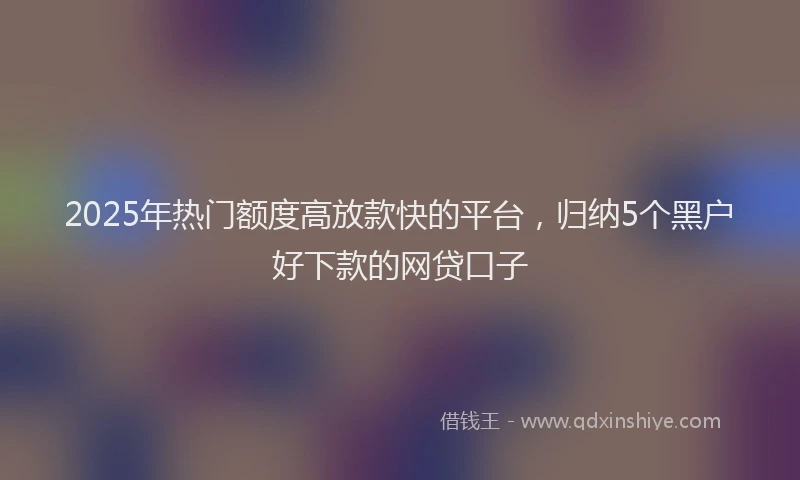 2025年热门额度高放款快的平台，归纳5个黑户好下款的网贷口子