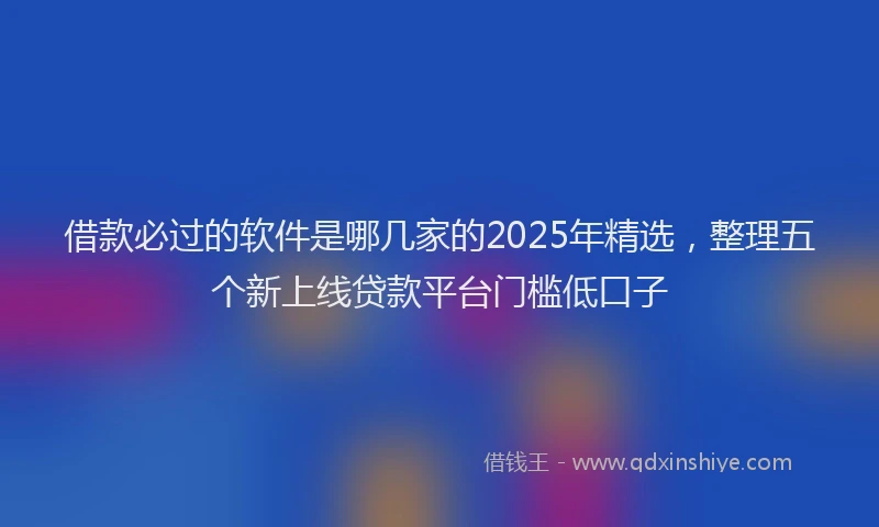 借款必过的软件是哪几家的2025年精选，整理五个新上线贷款平台门槛低口子