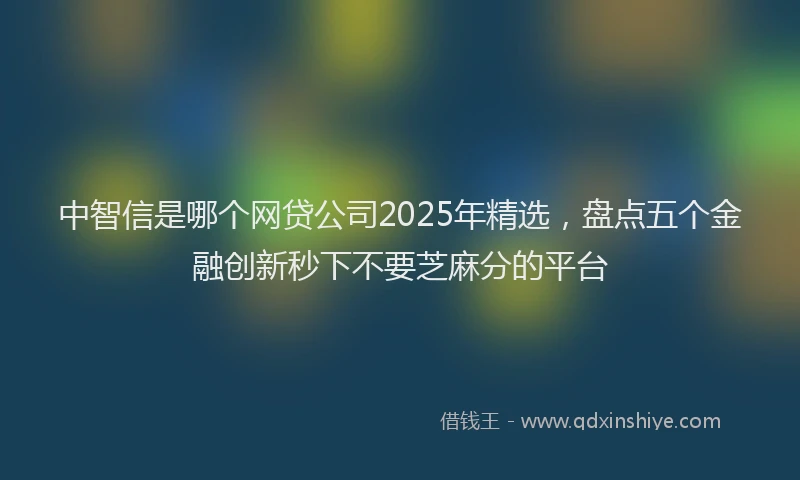 中智信是哪个网贷公司2025年精选，盘点五个金融创新秒下不要芝麻分的平台