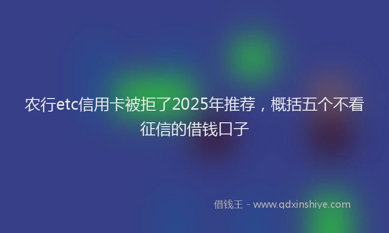 农行etc信用卡被拒了2025年推荐，概括五个不看征信的借钱口子