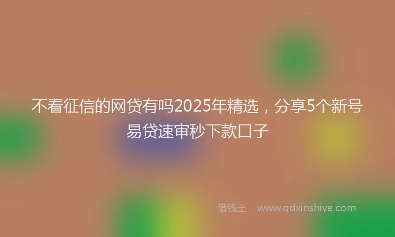 不看征信的网贷有吗2025年精选，分享5个新号易贷速审秒下款口子
