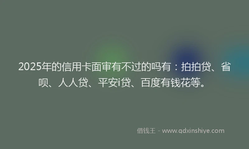 2025年的信用卡面审有不过的吗有：拍拍贷、省呗、人人贷、平安i贷、百度有钱花等。