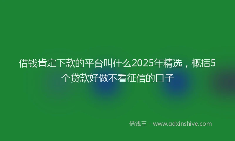 借钱肯定下款的平台叫什么2025年精选，概括5个贷款好做不看征信的口子