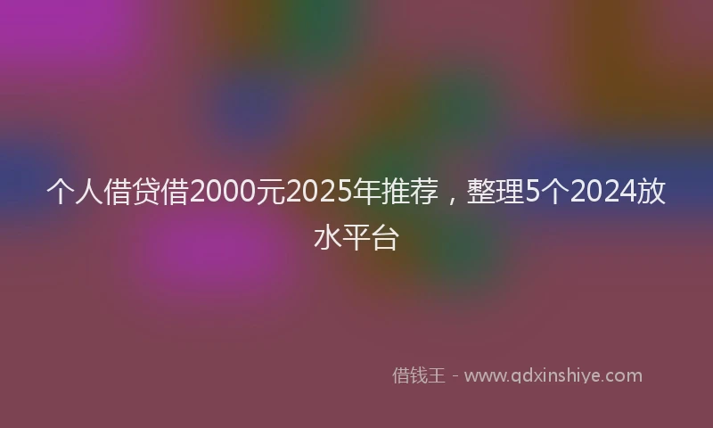 个人借贷借2000元2025年推荐，整理5个2024放水平台