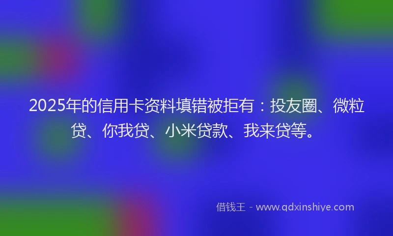 2025年的信用卡资料填错被拒有：投友圈、微粒贷、你我贷、小米贷款、我来贷等。