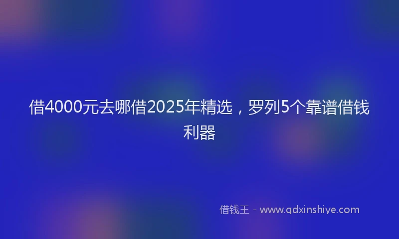 借4000元去哪借2025年精选，罗列5个靠谱借钱利器
