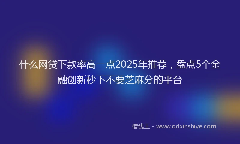 什么网贷下款率高一点2025年推荐，盘点5个金融创新秒下不要芝麻分的平台