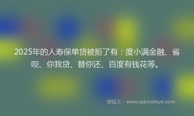 2025年的人寿保单贷被拒了有：度小满金融、省呗、你我贷、替你还、百度有钱花等。