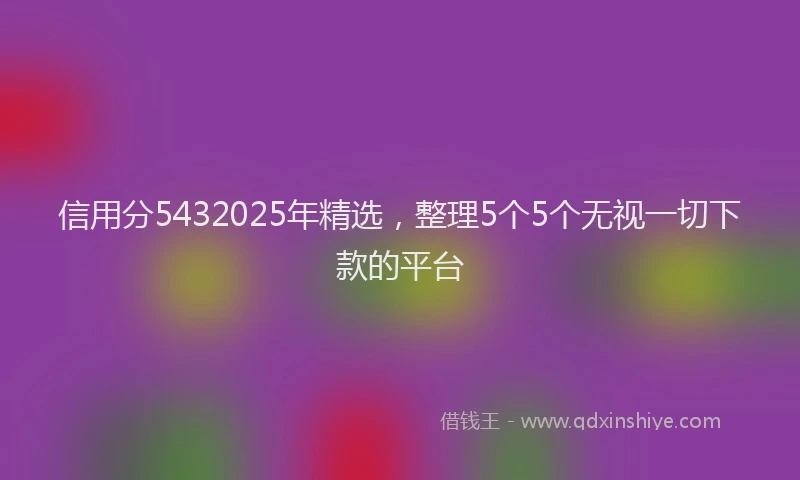信用分5432025年精选，整理5个5个无视一切下款的平台