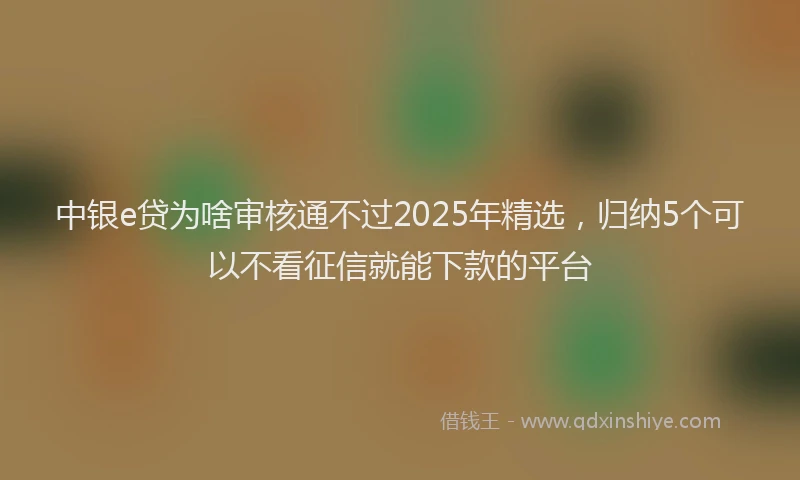 中银e贷为啥审核通不过2025年精选，归纳5个可以不看征信就能下款的平台