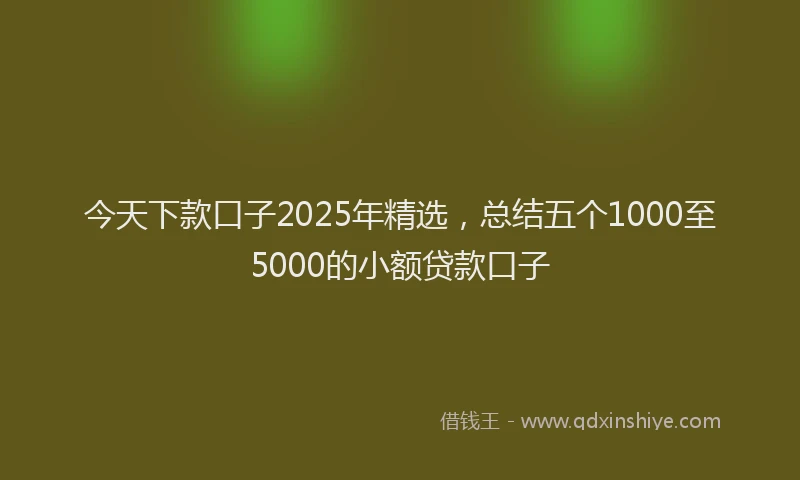 今天下款口子2025年精选，总结五个1000至5000的小额贷款口子