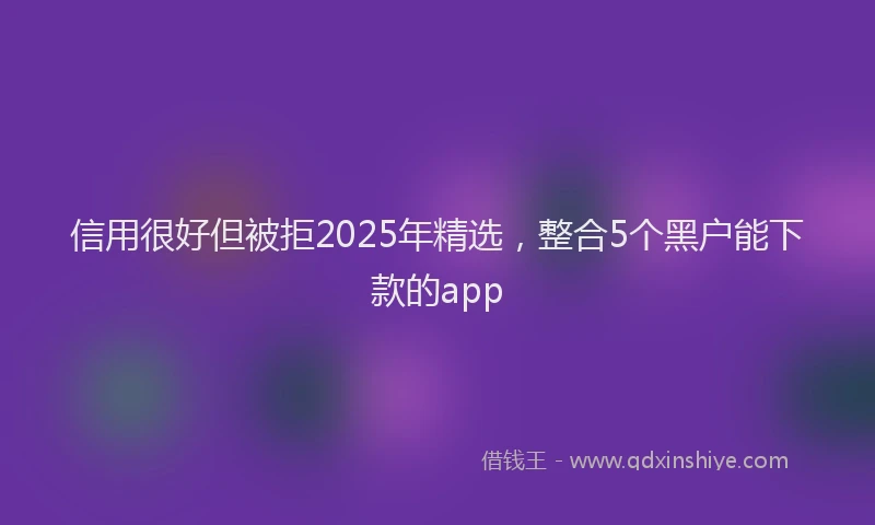 信用很好但被拒2025年精选，整合5个黑户能下款的app