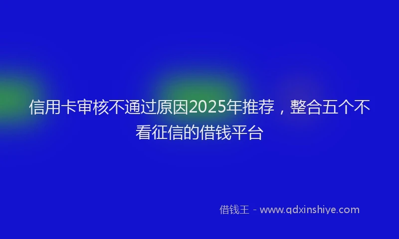信用卡审核不通过原因2025年推荐，整合五个不看征信的借钱平台