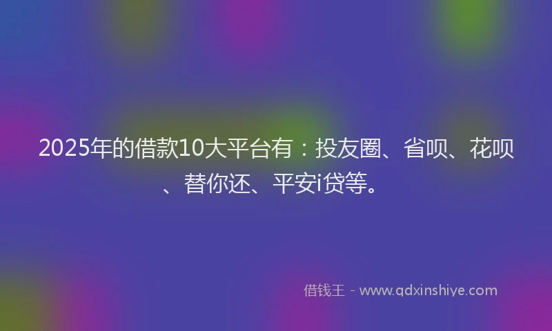 2025年的借款10大平台有：投友圈、省呗、花呗、替你还、平安i贷等。