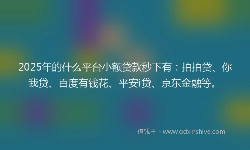 2025年的什么平台小额贷款秒下有：拍拍贷、你我贷、百度有钱花、平安i贷、京东金融等。