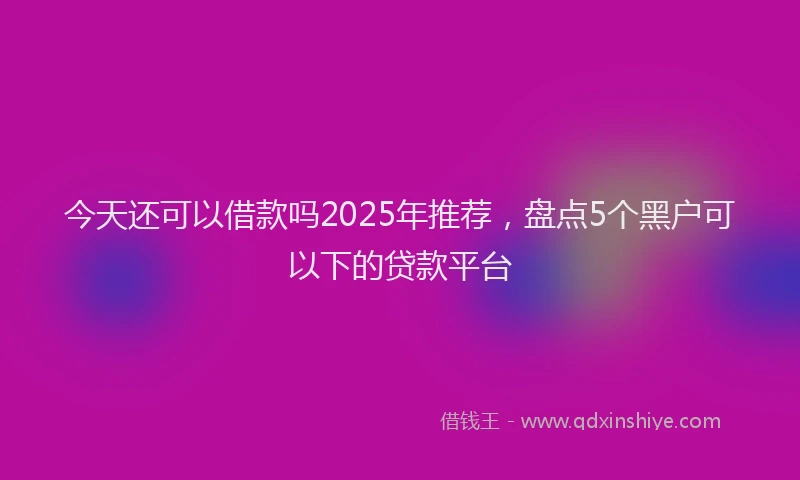今天还可以借款吗2025年推荐，盘点5个黑户可以下的贷款平台
