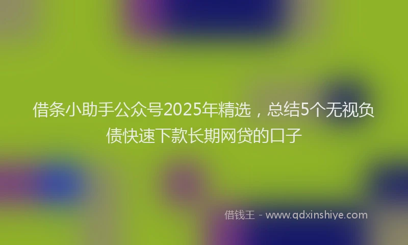 借条小助手公众号2025年精选，总结5个无视负债快速下款长期网贷的口子