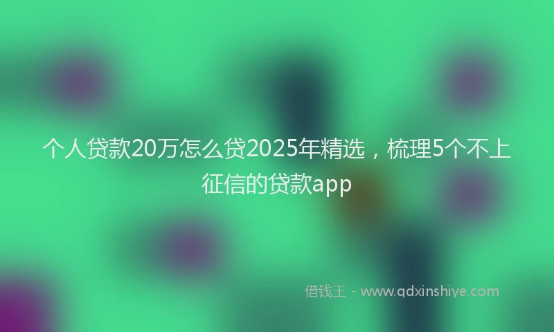 个人贷款20万怎么贷2025年精选，梳理5个不上征信的贷款app