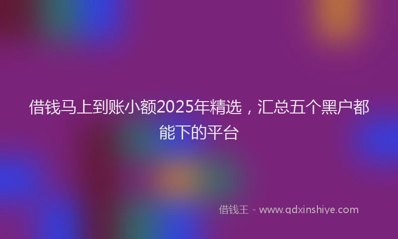 借钱马上到账小额2025年精选，汇总五个黑户都能下的平台