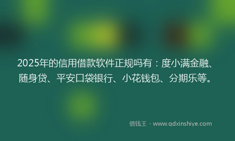 2025年的信用借款软件正规吗有：度小满金融、随身贷、平安口袋银行、小花钱包、分期乐等。