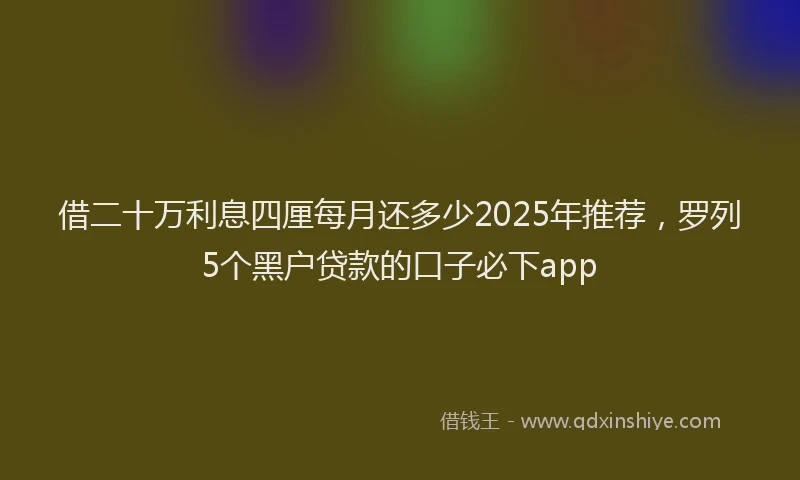 借二十万利息四厘每月还多少2025年推荐，罗列5个黑户贷款的口子必下app