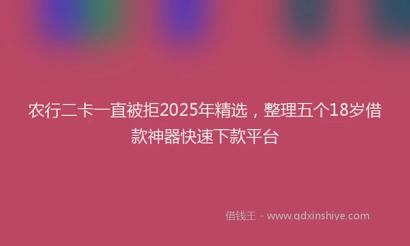 农行二卡一直被拒2025年精选，整理五个18岁借款神器快速下款平台