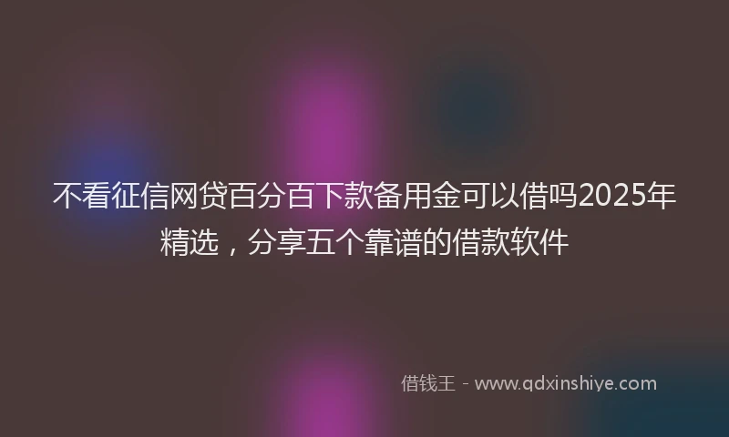 不看征信网贷百分百下款备用金可以借吗2025年精选，分享五个靠谱的借款软件
