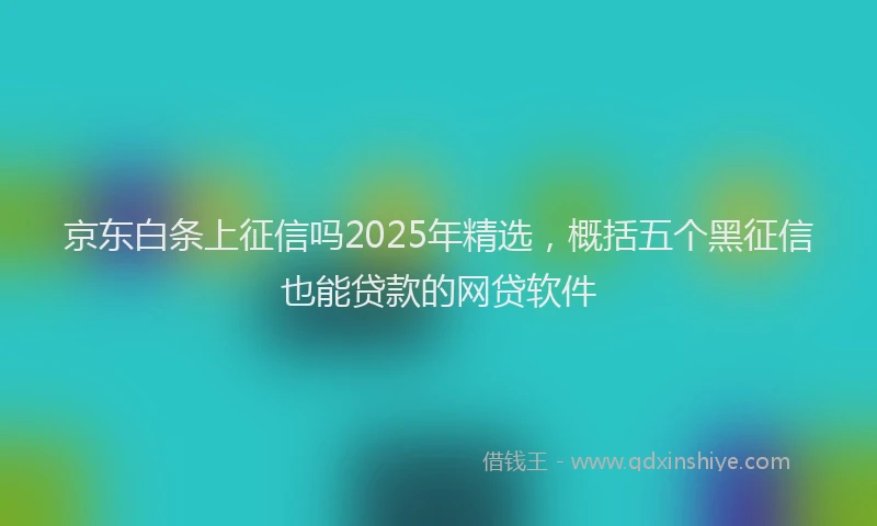 京东白条上征信吗2025年精选，概括五个黑征信也能贷款的网贷软件