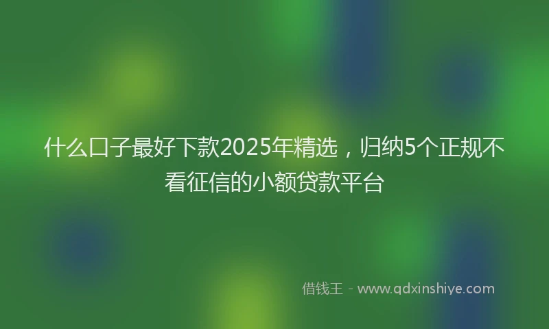 什么口子最好下款2025年精选，归纳5个正规不看征信的小额贷款平台